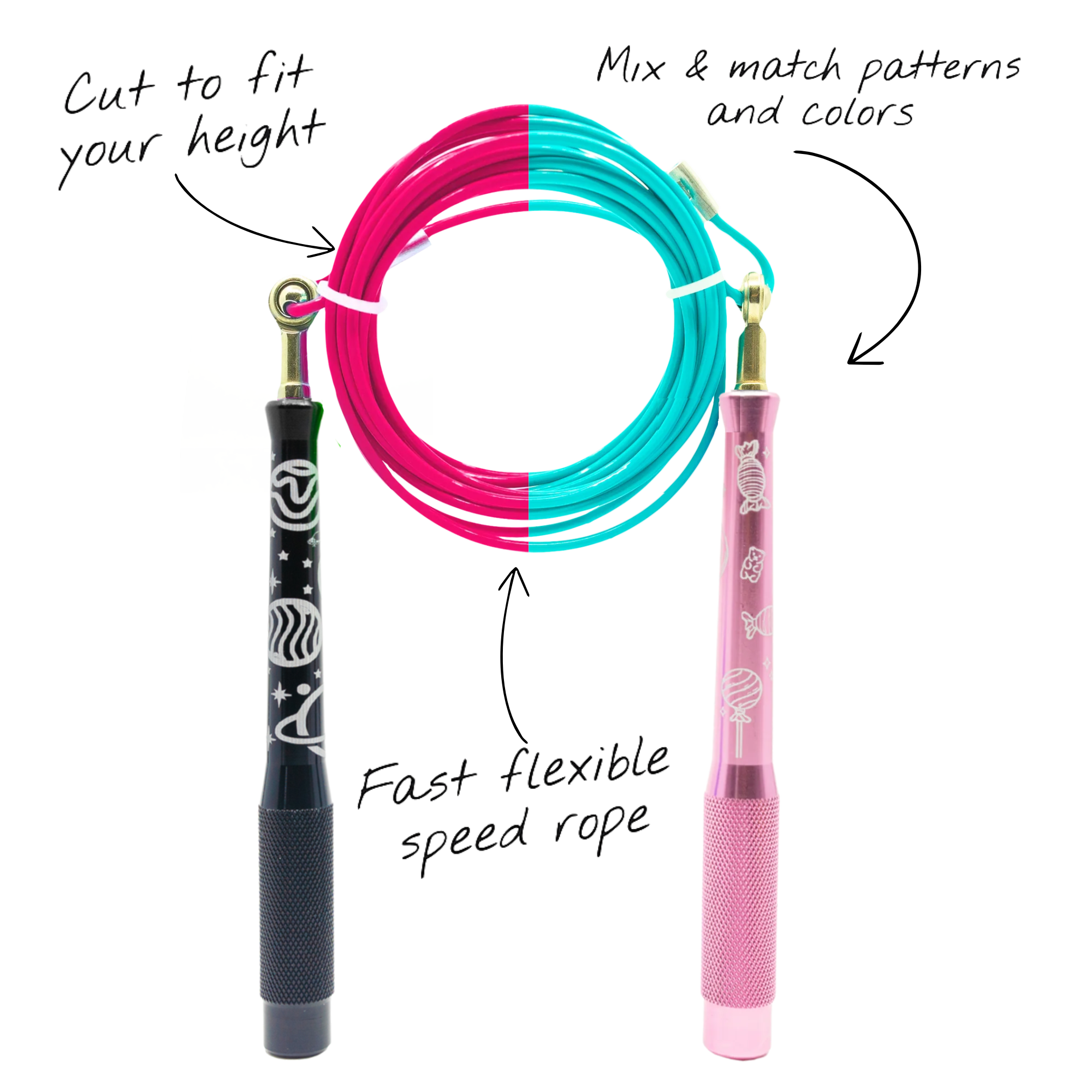 Personalized Rope Ends Custom Deluxe Speed Rope | Personalized Jump Rope - Double Under Wonder